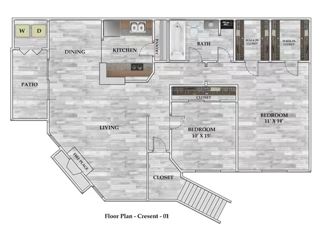 2X1 865 sf 1207 floor plan